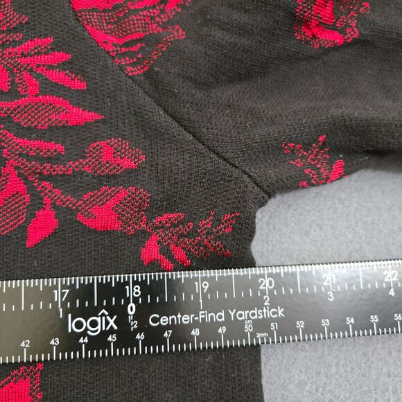 Chico's Women 1 US M Baroque Print Zip Back Mock Neck Black Red Floral Sweater - Picture 4 of 9